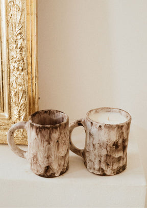 Grand mug bougie céramique artisanale vintage