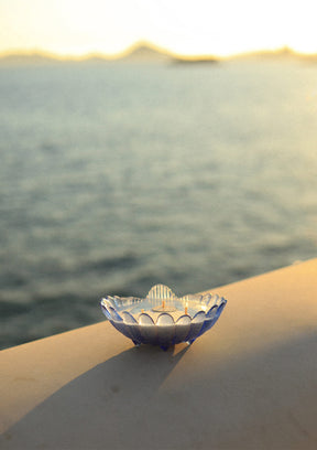 bougie naturelle coquillage bleu