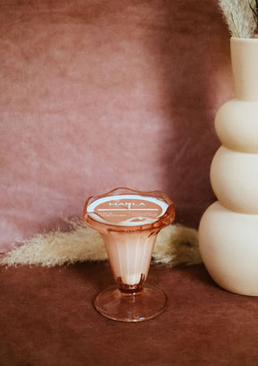 Bougie verre rose coupe Rosaline