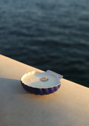 bougie vintage coquillage bleu