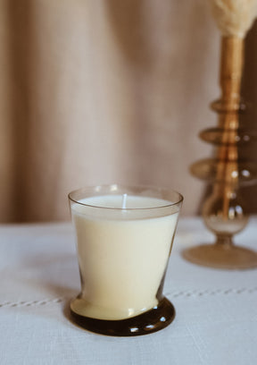 bougie vintage gobelet verre fumé
