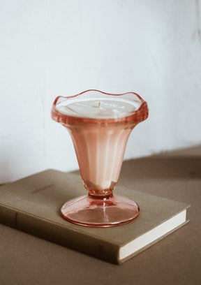 Bougie verre rose coupe Rosaline
